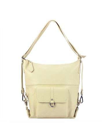 Torebka Damska Skórzana Patrizia 19-001 Shopperbag Beżowa Duża A4 Ze Skóry Naturalnej Z Kieszenią Na Telefon I Organizerem