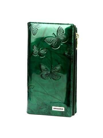 Portfel damski Gregorio BTS-124 zielony, skórzany, z funkcją RFID Secure, duża ilość kieszeni