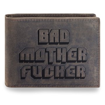 Portfel Męski STEVENS Skórzany 100% BAD MOTHER F**** PULP FICTION
