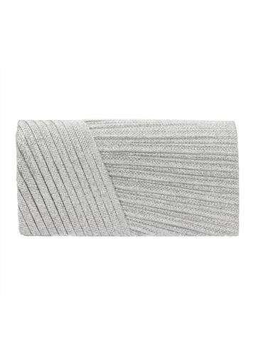 Torebka wieczorowa Jessica A-2171 srebrna eko-skóra z dopinanym paskiem mała kopertówka