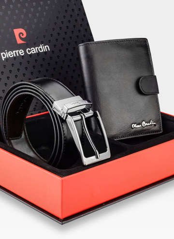 Zestaw Prezentowy Pierre Cardin Pasek i Portfel z ochroną RFID na prezent dla NIego Taty Chłopaka Brata