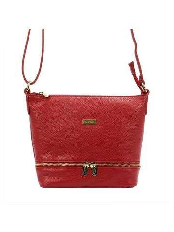 Torebka Skórzana Naturalna MiaMore 01-019 DOLLARO Czerwona Listonoszka Złote Okucia