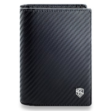Portfel Męski STEVENS Wytrzymała Powłoka CARBON Skórzany Czarny RFID