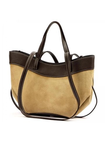 Damska Torebka Skórzana Luka 25-025 ciemny beż + ciemny brąz