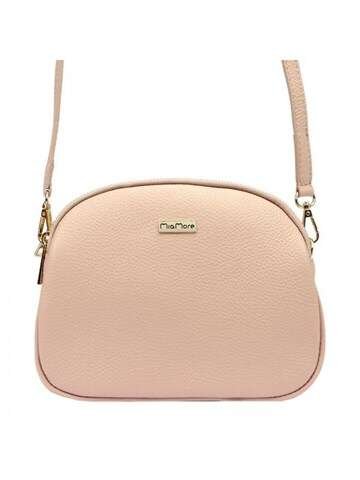 Torebka Skórzana MiaMore 01-064 DOLLARO Brudny Róż Listonoszka Złote Okucia