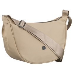 Listonoszka damska z poliestru w kolorze beżowym, jednokomorowa z zewnętrzną kieszonką - Peterson