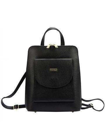 Plecak Damski MiaMore Dollaro Średni Skórzany Czarny Z Złotymi Okuciami