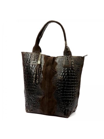 Damska Torebka Skórzana A4 Luka 26-026 ciemny brąz