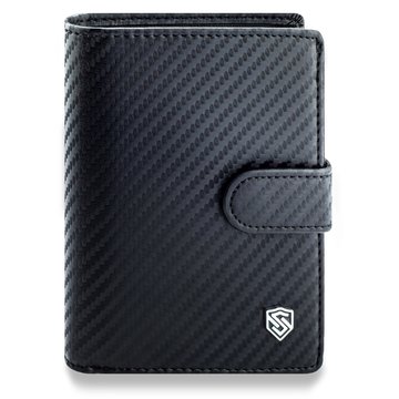 Portfel Męski Skórzany STEVENS CARBON Super-Odporny Czarny RFID