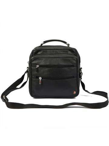 Saszetka Męska Albatross BB104 Skóra Naturalna Czarna Crossbody Regulowany Pasek