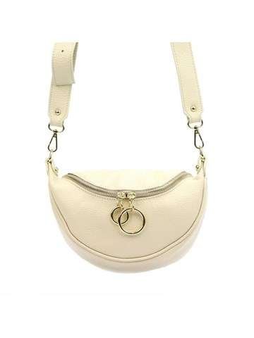 Torebka Damska Luka Dollaro Skóra Naturalna Kremowa Listonoszka Złote Okucia