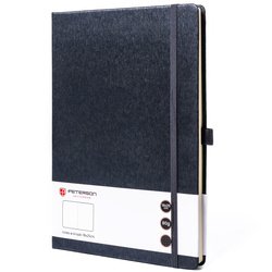 Notes w formacie B5 w szarym kolorze, zadrukowany w kropki i wyposażony w gumkę zamykającą - Peterson