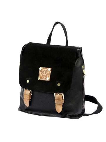 Czarny eko plecak damski Gregorio SMV20 na szelkach, miejski styl