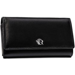 Czarny, skórzany portfel damski mieszczący dowód rejestracyjny - Rovicky
