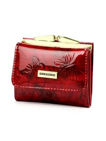 Portfel Damski Gregorio BTS-126 Czerwony Skórzany Złote Okucia