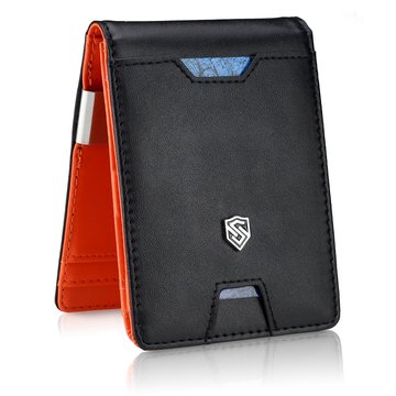 STEVENS Męski Portfel Skórzany Drobne na Klips slim nowoczesny z RFID Czarny na Karty na gotówkę prezent