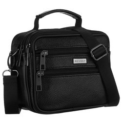 Listonoszka męska wykonana ze skóry naturalnej w czarnym kolorze, zawieszona na odpinanym pasku - Rovicky