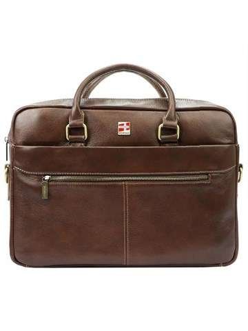 Teczka Męska Nordee S133 Skórzana Brązowa z Paskiem A4