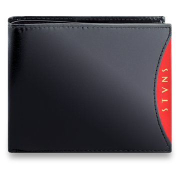 Portfel Męski Skórzany STEVENS Ochrona RFID Czarny + Czerwony Młodzieżowy