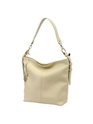 Torebka Damska Gregorio 1714 DOLLARO Shopperbag Skóra Naturalna Beżowa Złote Okucia Mieści A4