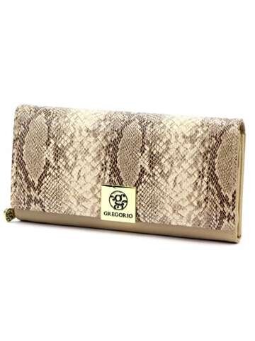 Portfel damski skórzany Gregorio SMC-106 beżowy poziomy RFID STOP