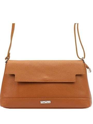 Torebka Skórzana MiaMore Dollaro Listonoszka Ciemny Camel ze Skóry Naturalnej