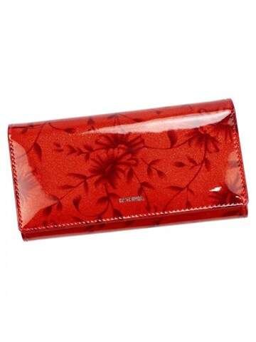 Portfel Damski PATRIZIA FL-102 RFID Duży Czerwony Skóra Naturalna Poziomy Orientacyjny Fason