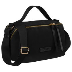 Czarna listonoszka z nylonu i skóry ekologicznej z dodatkowymi kieszonkami - Peterson