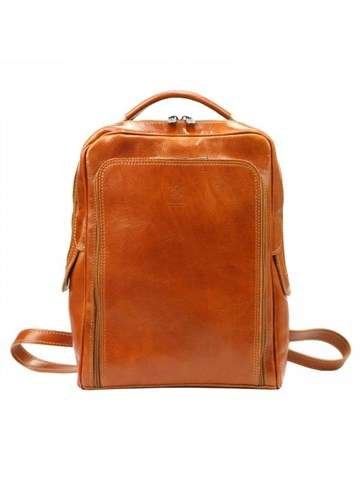 Plecak Damski Florence 2004 Skórzany Camel Duży z Regulowanymi Ramiączkami i Złotymi Okuciami