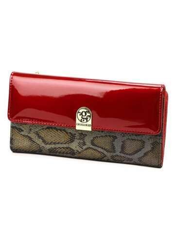 Portfel Damski Gregorio SLM-127 Skórzany Czerwony z Zabezpieczeniem RFID