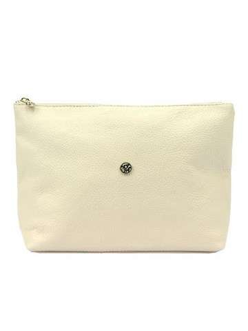 Kosmetyczka Skórzana Gregorio COSMETICS-004 DOLLARO Kremowa ze Złotymi Okuciami