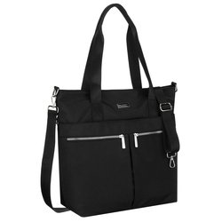 Jednokomorowa, czarna shopperka damska zamykana suwakiem - Peterson