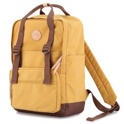 Plecak miejski w żółto-brązowym kolorze z przegrodą na laptopa zamykany suwakami - Himawari