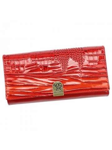 Portfel Damski Gregorio AL-122 Skórzany Czerwony Poziomy Duży RFID Secure