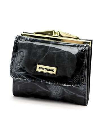 Portfel Damski Gregorio BTS-126 Czarny ze Skóry Naturalnej Złote Okucia