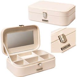 Pojemna szkatułka na biżuterię w beżowym kolorze - Peterson