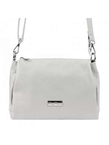 Torebka Damska Skórzana MiaMore 01-002 DOLLARO Jasny Popiel Listonoszka Crossbody