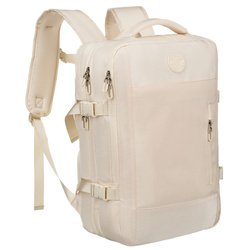 Praktyczny plecak podróżny w kolorze ecru, wyposażony w siatkowaną przegrodę i paski kompresyjne - Peterson