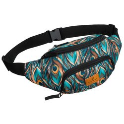 Wielokolorowa saszetka damska z zewnętrzną kieszenią na suwak - Rovicky