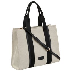 Modna shopperka damska w czarno-beżowym kolorze z regulowanym paskiem - Peterson