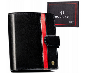 Duży, skórzany portfel męski na zatrzask Rovicky
