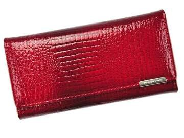 Portfel Damski Jennifer Jones 5289-2 Skórzany Lakierowany Czerwony Poziomy