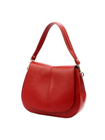 Damska Torebka Skórzana Czerwona Luka 24-033 na Ramię i Crossbody