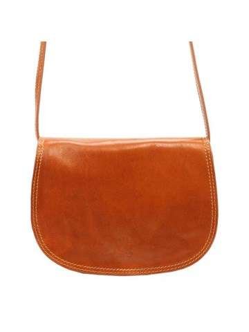 Torebka Skórzana Florence 5512 Camel Listonoszka Ze Skóry Naturalnej Z Złotymi Okuciami