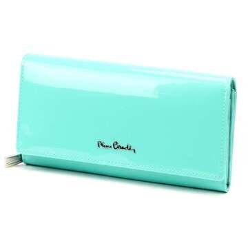 Portfel Damski Pierre Cardin 07 SHINY 106 Skórzany Lakierowany Turkus