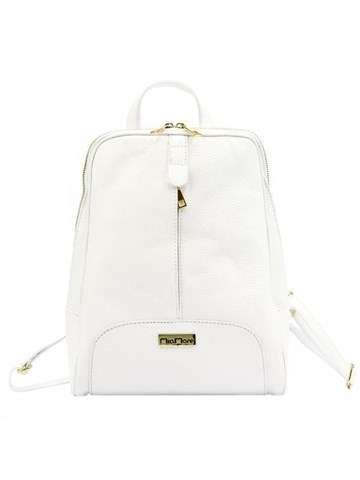 Plecak Damski MiaMore 2001 DOLLARO Skóra Naturalna Biały Złote Okucia Regulowane Ramiona