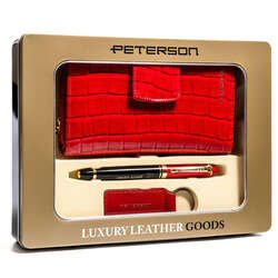 Zestaw prezentowy premium z modnym portfelem we wzór skóry krokodyla - Peterson