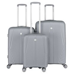 Zestaw walizek podróżnych z tworzywa ABS w szarym kolorze - Peterson