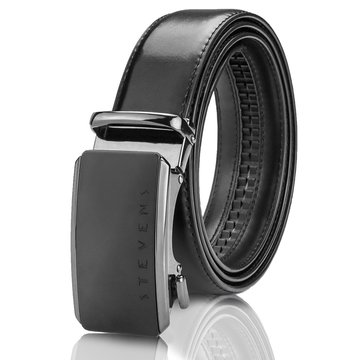 Elegancki pasek męski Stevens  skóra naturalna, czarny, automatyczna klamra