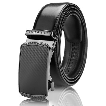 Elegancki pasek męski Stevens  skóra naturalna, czarny, automatyczna klamra